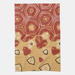 Red Boho Geometric Abstract 2 Tea Towel
