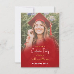 Red Boho Graduation Class Of 2024 Invitation
