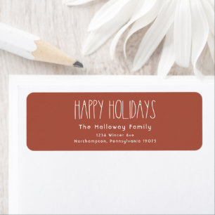 Red Boho Happy Holidays Return Address Envelope