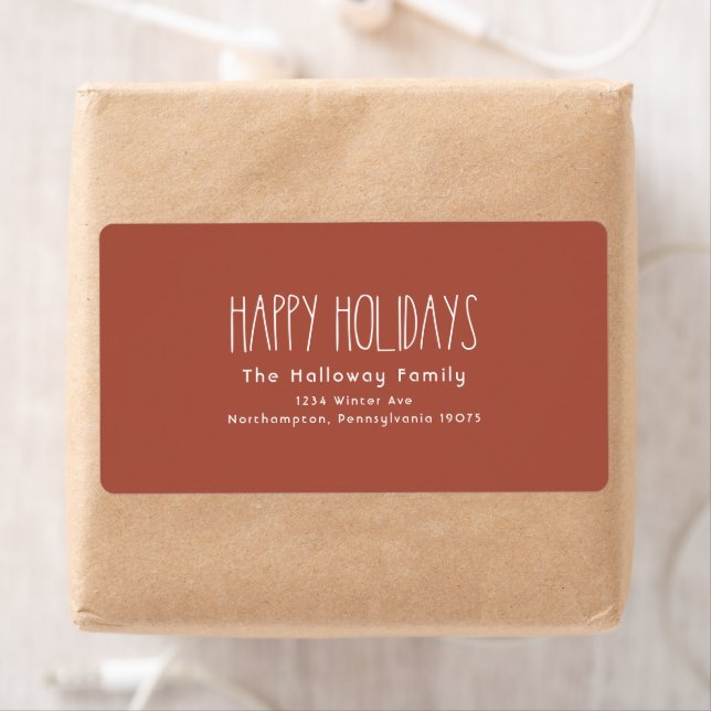 Red Boho Happy Holidays Return Address Package (Insitu)