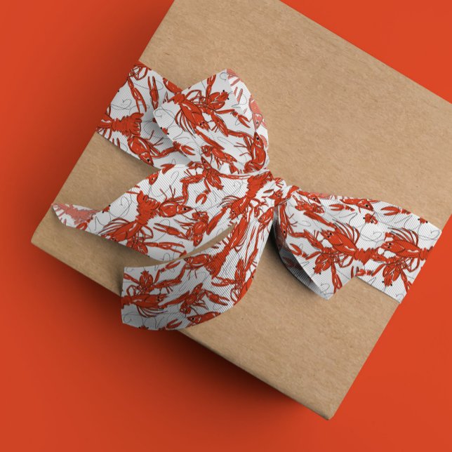 Red Boiled Crawfish Grosgrain Ribbon (Red boiled crawfish ribbon)