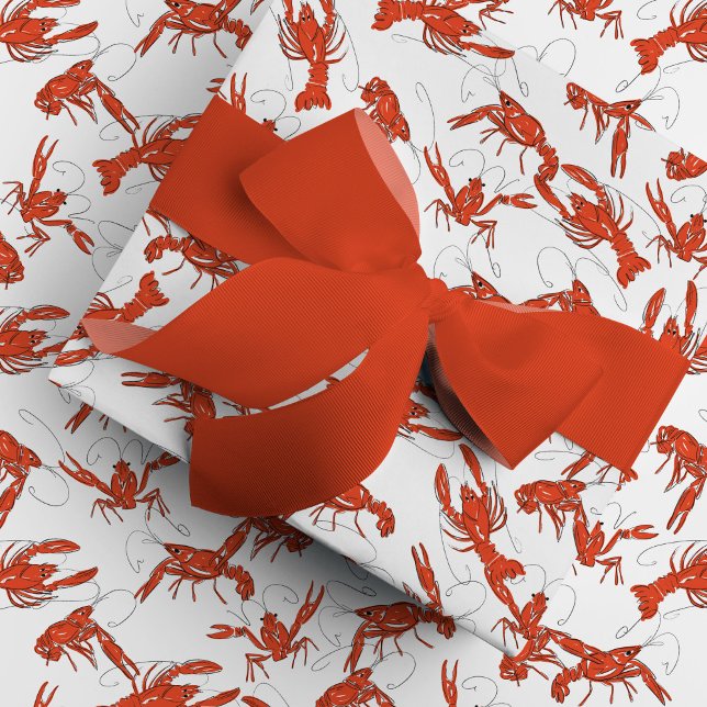 Red Boiled Crawfish Wrapping Paper (Red boiled crawfish gift wrapping paper.)