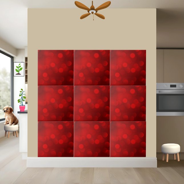 Red Bokeh Abstract Light Pattern Ceramic Tile (Creator Uploaded)