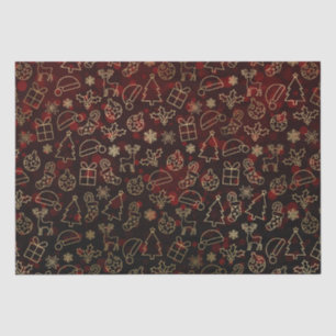 Red Bokeh and Gold Foil Christmas Shapes Tissue Paper