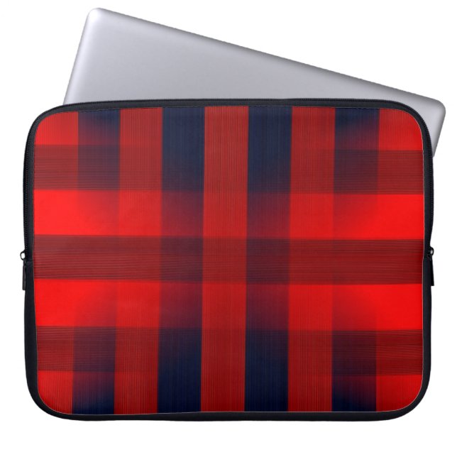 Red Bokeh Buffalo Plaid Laptop Sleeve (Front)