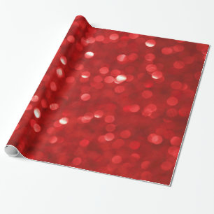 Red Bokeh Glitter Print Wrapping Paper