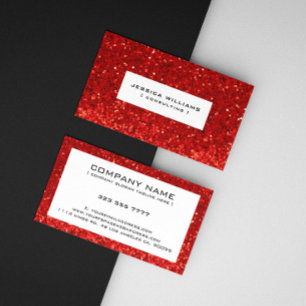 Red Bokeh Glitter & Sparkles Black Accents Business Card