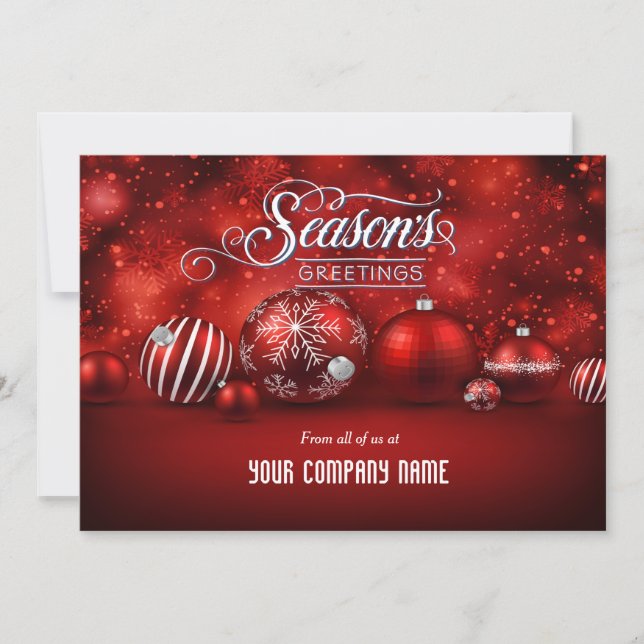 Red Bokeh Sparkle Elegance Corporate Holiday Card (Front)