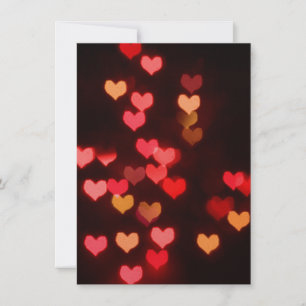 Red bokeh valentine hearts holiday card