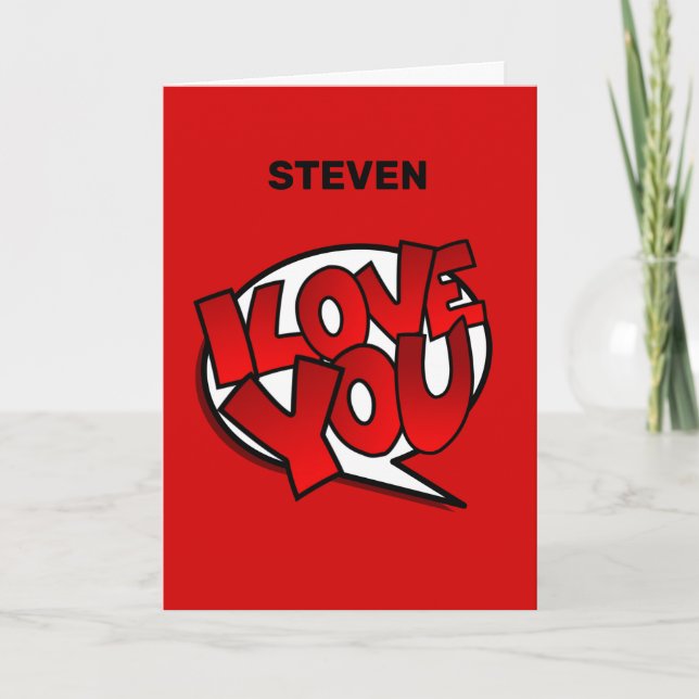 Red, Bold & Bright Pop Art Style - I Love You Card (Front)