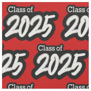 Red Bold Brush Class of 2025 Fabric
