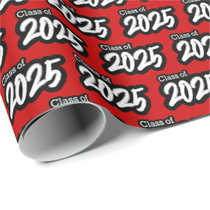 Red Bold Brush Class of 2025 Wrapping Paper
