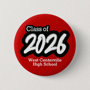Red Bold Brush Class of 2026 Button