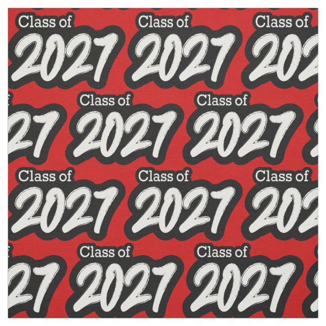 Red Bold Brush Class of 2027 Fabric (Swatch)