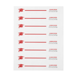 Red Bold Cap Graduation Wrap Around Label