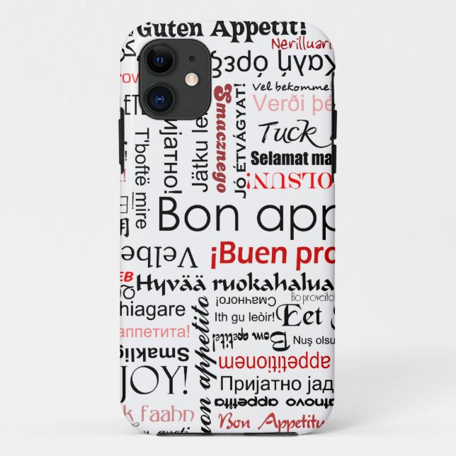 Red Bon appetit in many different languages Case-Mate iPhone Case (Back)