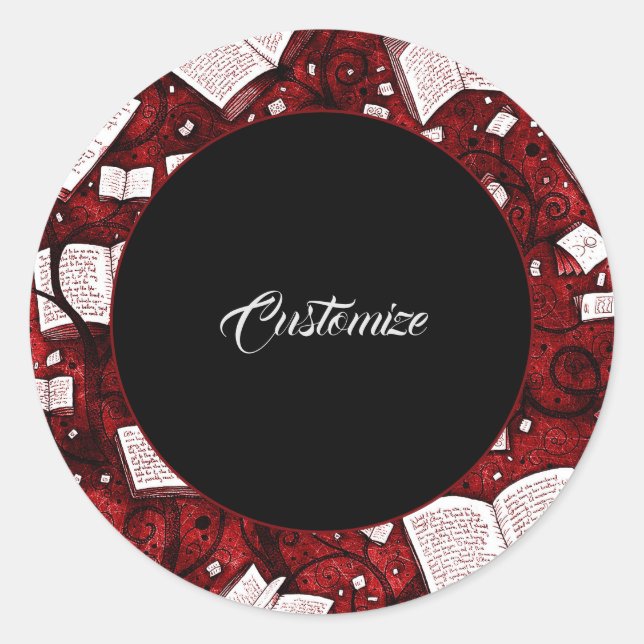 Red Books Background Classic Round Sticker (Front)