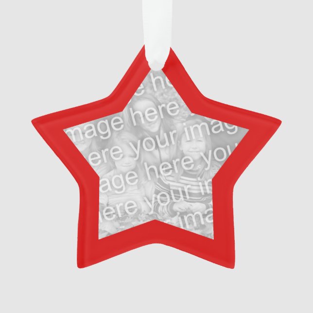 Red Border Christmas Photo Ornament (Front)