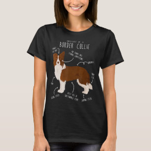 Red Border Collie Anatomy Cute  Pet  Dog Mum Dad T-Shirt