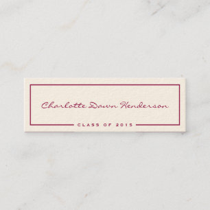 Red border ecru graduation announcement name card