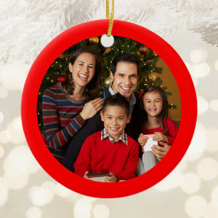Red Border Photo Ceramic Tree Decoration