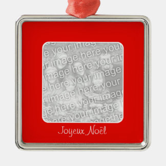 Red Border Photo Joyeux Noël Metal Tree Decoration