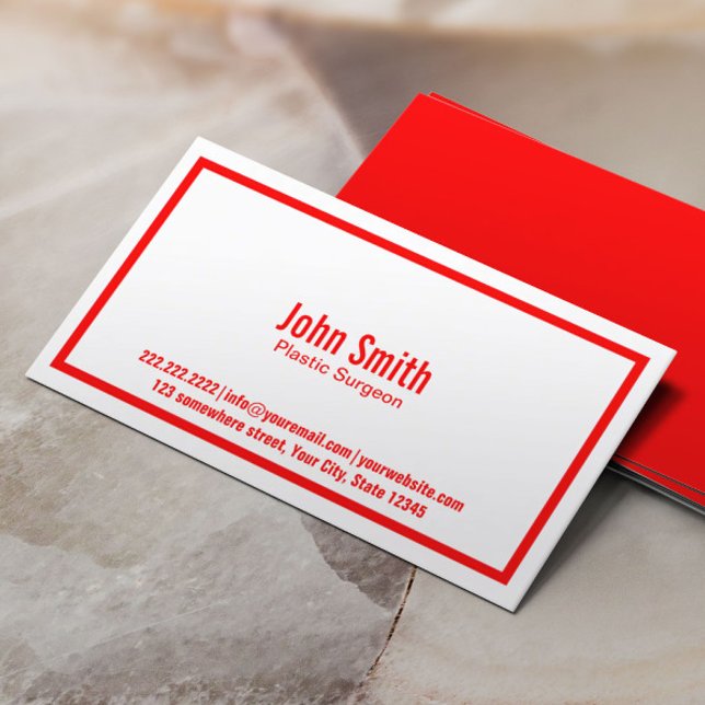 Red Border Plastic Surgeon Business Card (Creator Uploaded)