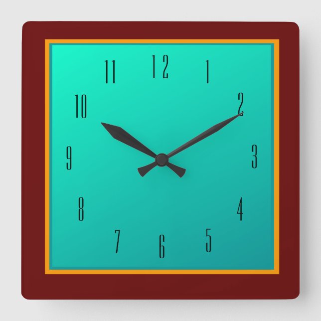 Red Border/ Sea Green Centre> Plain wall Clock (Front)