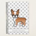 Red Boston Terrier Cartoon Dog & Custom Text