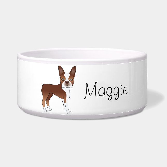 Red Boston Terrier Cute Cartoon Dog With A Name (Front)