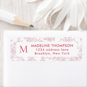 Red Botanical Toile Monogram Address