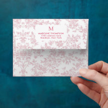 Red Botanical Toile Monogram Address