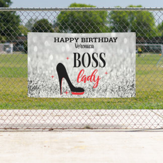  Red Bottom Stiletto Heel Boss Lady Birthday Banner