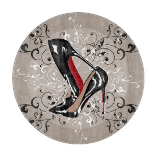 Red bottoms shoes with DELICATE Stylish background Cutting Board