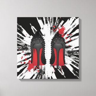 Red Bottoms Stilettos shoes heels spatters & drips Canvas Print