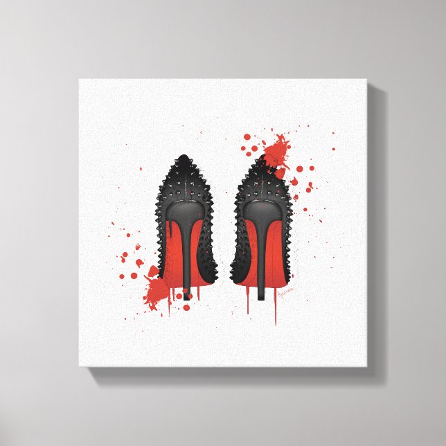 Red bottoms stilettos shoes high heels & spatters canvas print (Front)