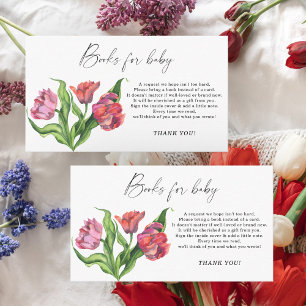 Red bouquet flowers elegant books for baby enclosure card