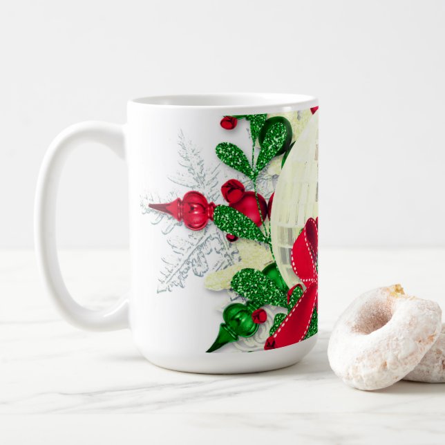 Red Bow And Holly Coffee Mug (With Donut)