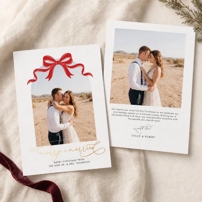 Red bow Arch 2 Photo Merry and Married Christmas (Creator Uploaded)