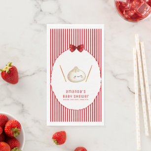 Red Bow Asian Dumpling Girl Baby Shower  Napkin