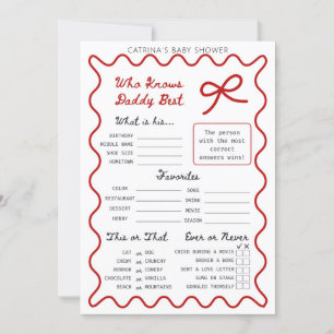 Red Bow Baby Shower - Editable Name, 5x7 Invitatio Invitation