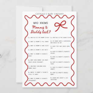 Red Bow Baby Shower - Editable Name, 5x7 Invitatio Invitation