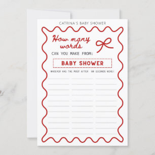 Red Bow Baby Shower - Editable Name, 5x7 Invitatio Invitation
