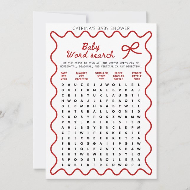 Red Bow Baby Shower - Editable Name, 5x7 Invitatio Invitation (Front)