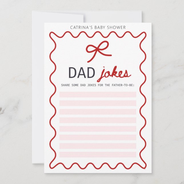 Red Bow Baby Shower - Editable Name, 5x7 Invitation (Front)