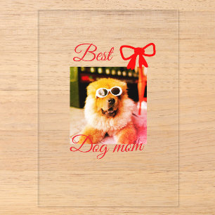 Red bow best dog mum dad photo dog/pet name acrylic invitations