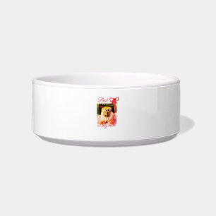 Red bow best dog mum dad photo dog/pet name  bowl