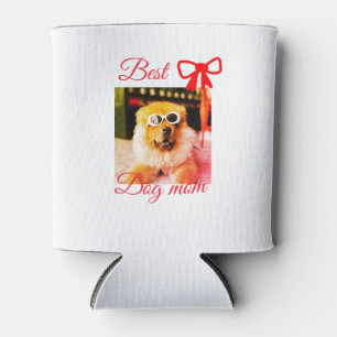 Red bow best dog mum dad photo dog/pet name  can cooler