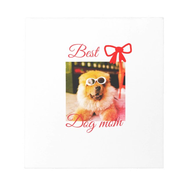 Red bow best dog mum dad photo dog/pet name  notepad (Front)