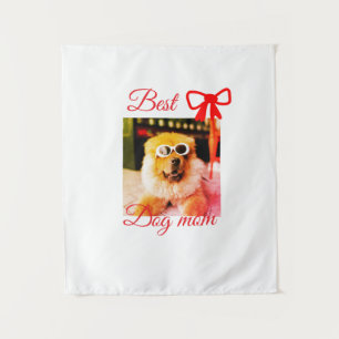Red bow best dog mum dad photo dog/pet name  tapestry